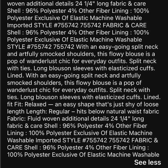 Shimmer Stripe Smocked Tie Neck Blouse - Picture 6 of 6